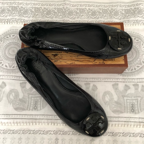Tory Burch Shoes - Tory Burch Reva Flats Black Patent Leather 6.5M